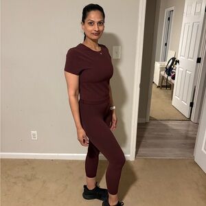 Athleta Women's Dark Red Leggings Set